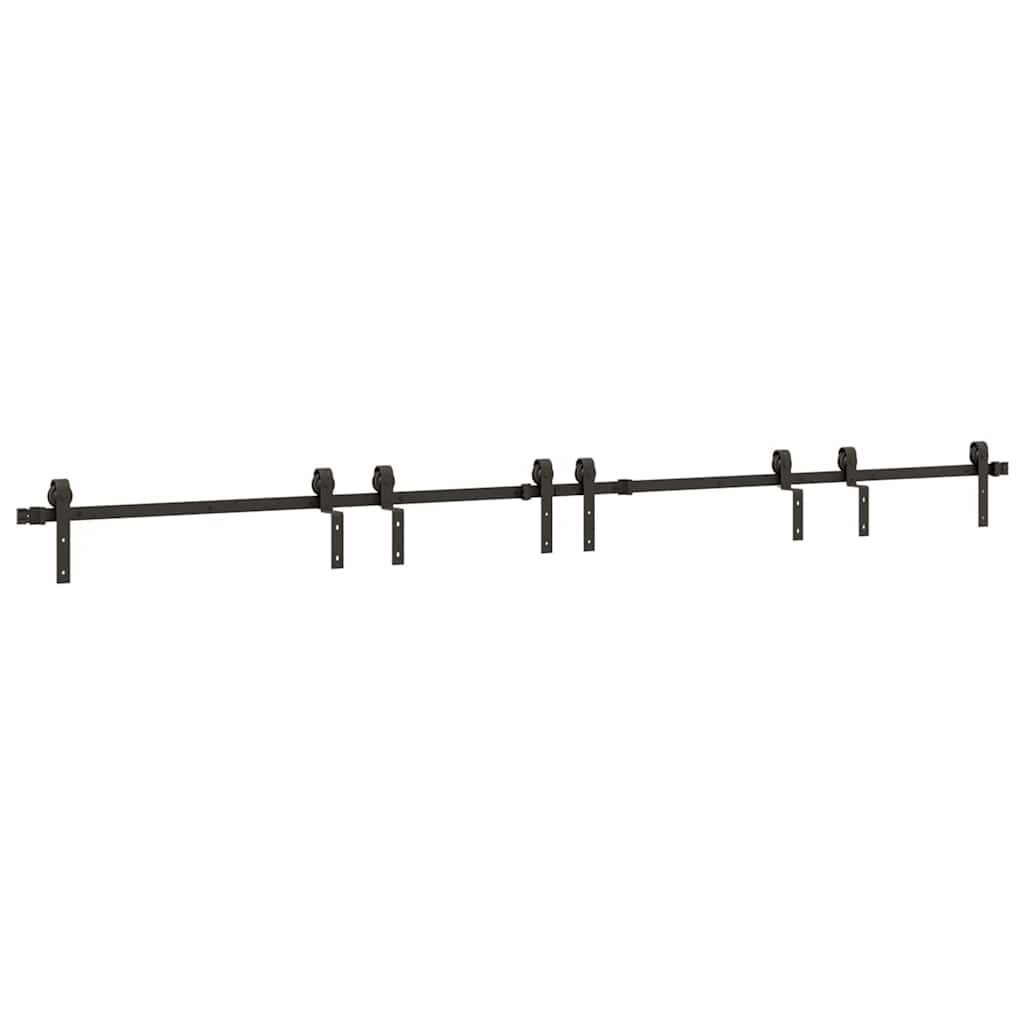Kit di Binari per Porte Scorrevoli 366 cm Acciaio Nero