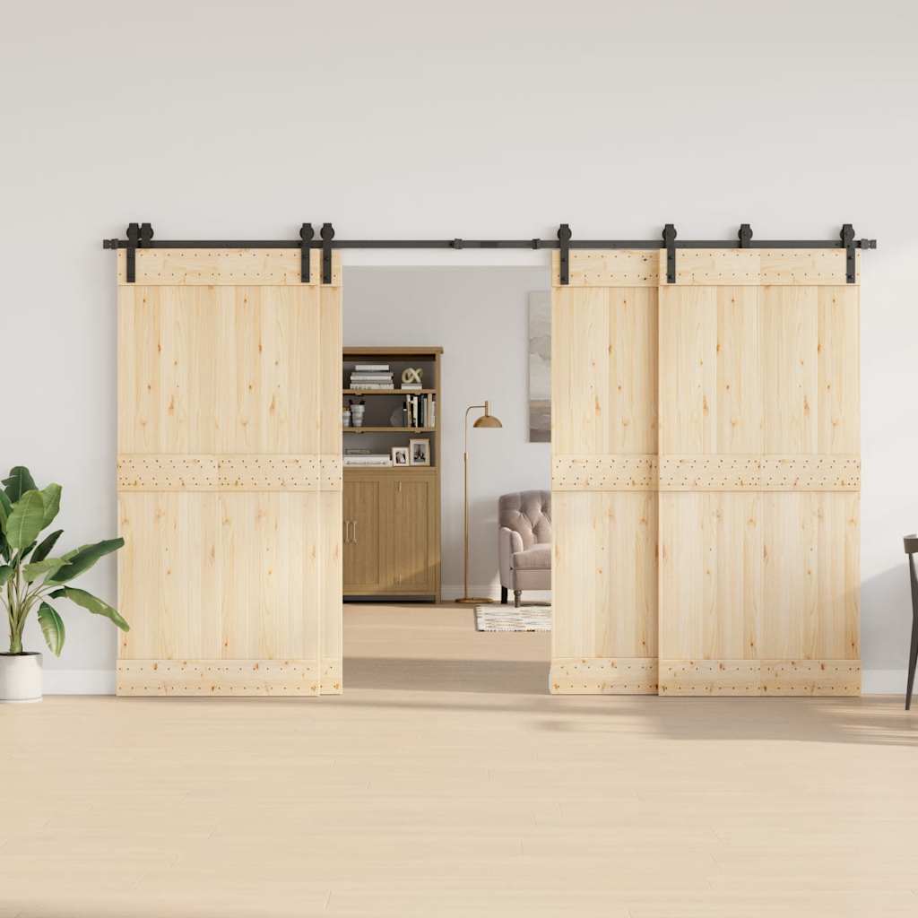 Kit di Binari per Porte Scorrevoli 366 cm Acciaio Nero