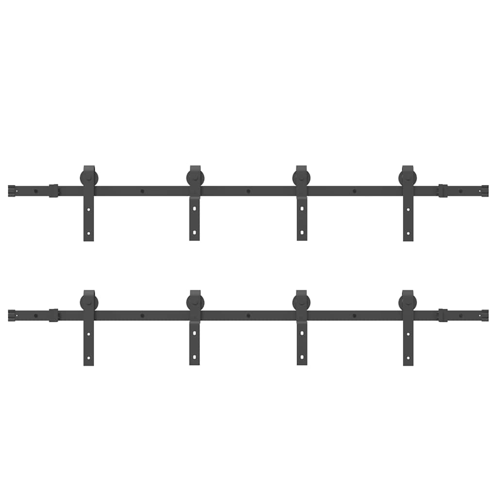 Kit di Binari per Porte Scorrevoli 366 cm Acciaio Nero