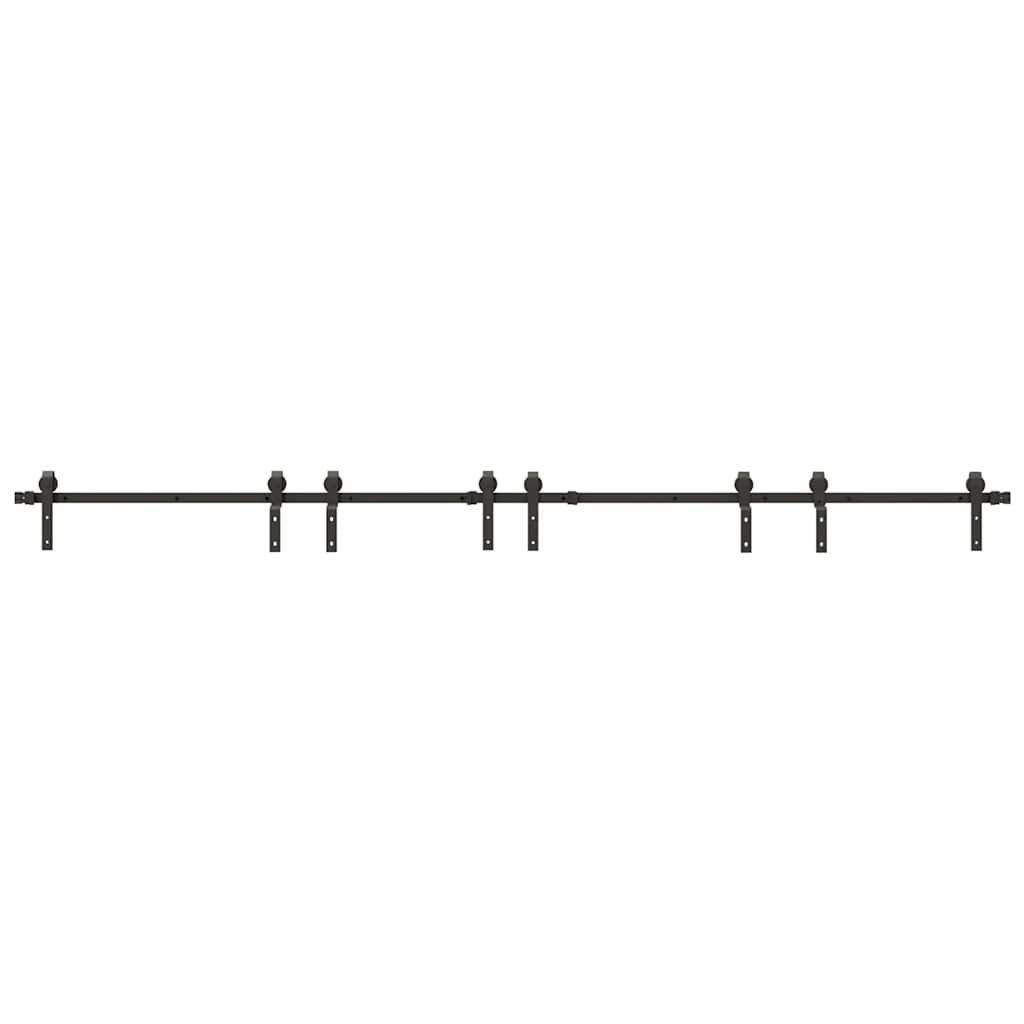 Kit di Binari per Porte Scorrevoli 366 cm Acciaio Nero