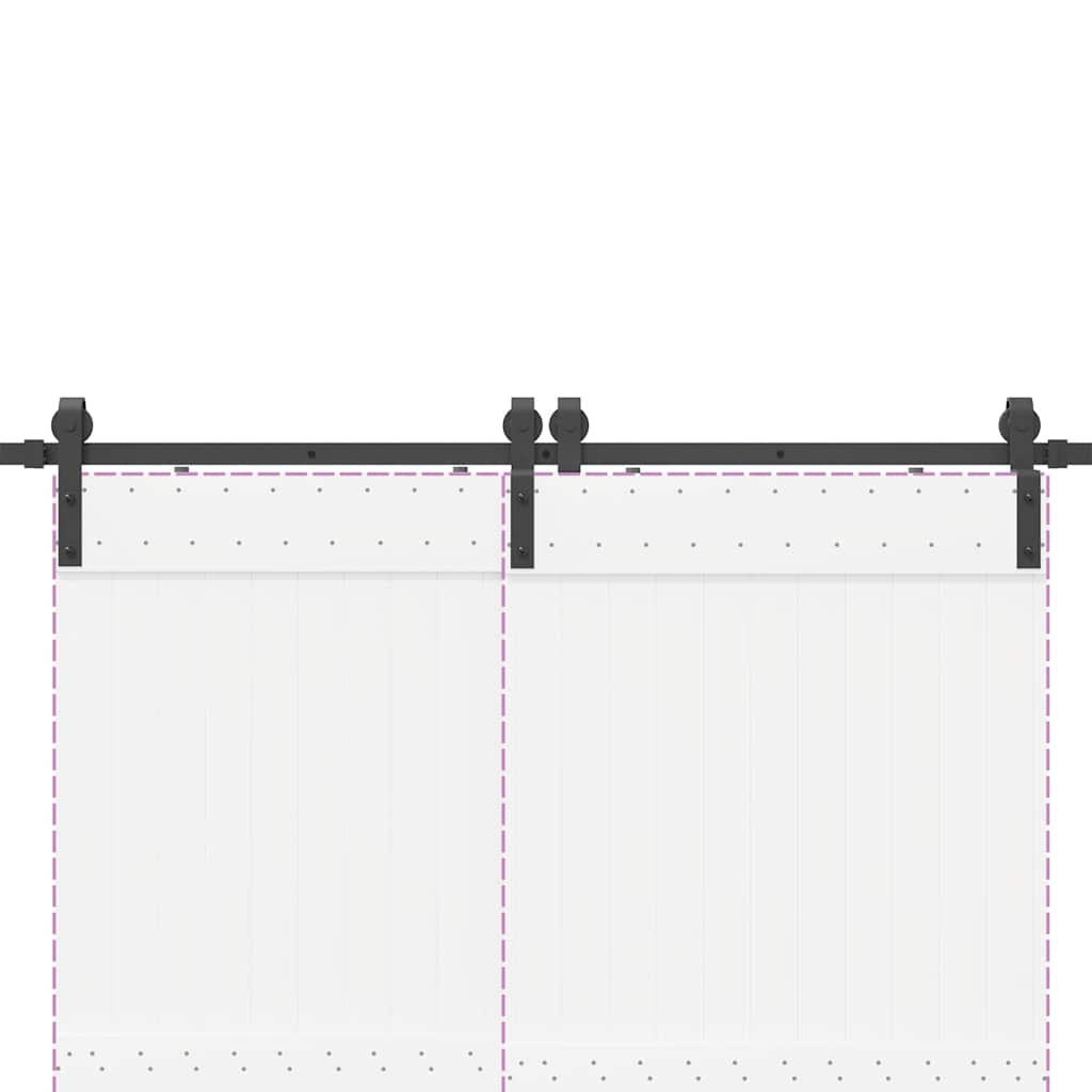 Kit di Binari per Porte Scorrevoli 366 cm Acciaio Nero