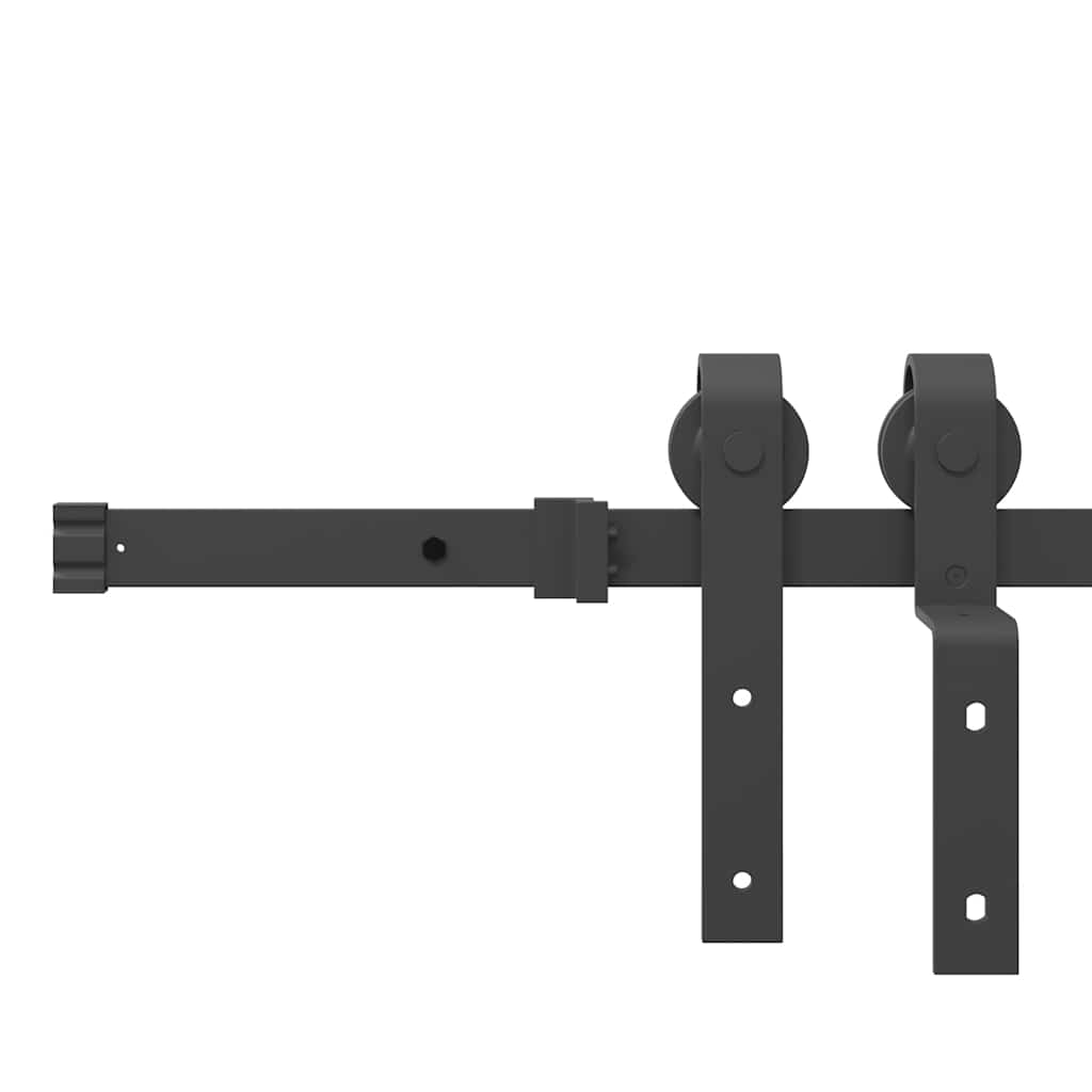 Kit di Binari per Porte Scorrevoli 366 cm Acciaio Nero