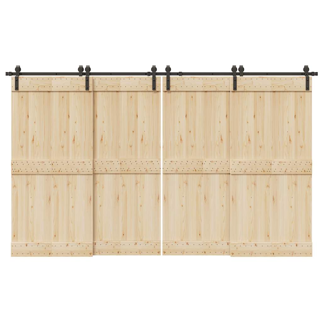 Kit di Binari per Porte Scorrevoli 366 cm Acciaio Nero