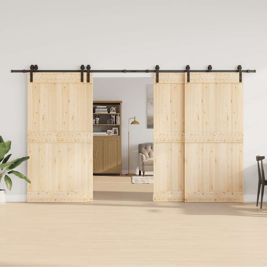 Kit di Binari per Porte Scorrevoli 400 cm Acciaio Nero