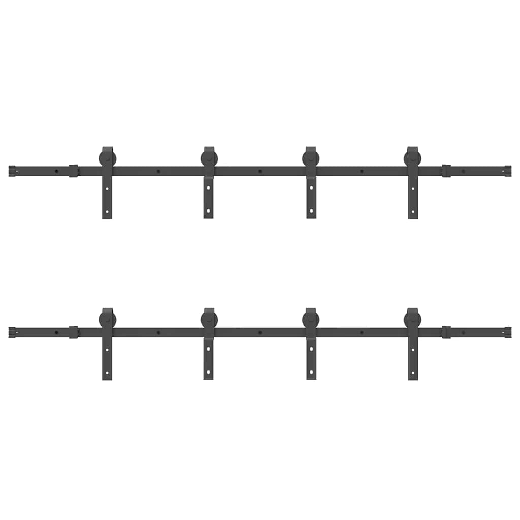 Kit di Binari per Porte Scorrevoli 400 cm Acciaio Nero