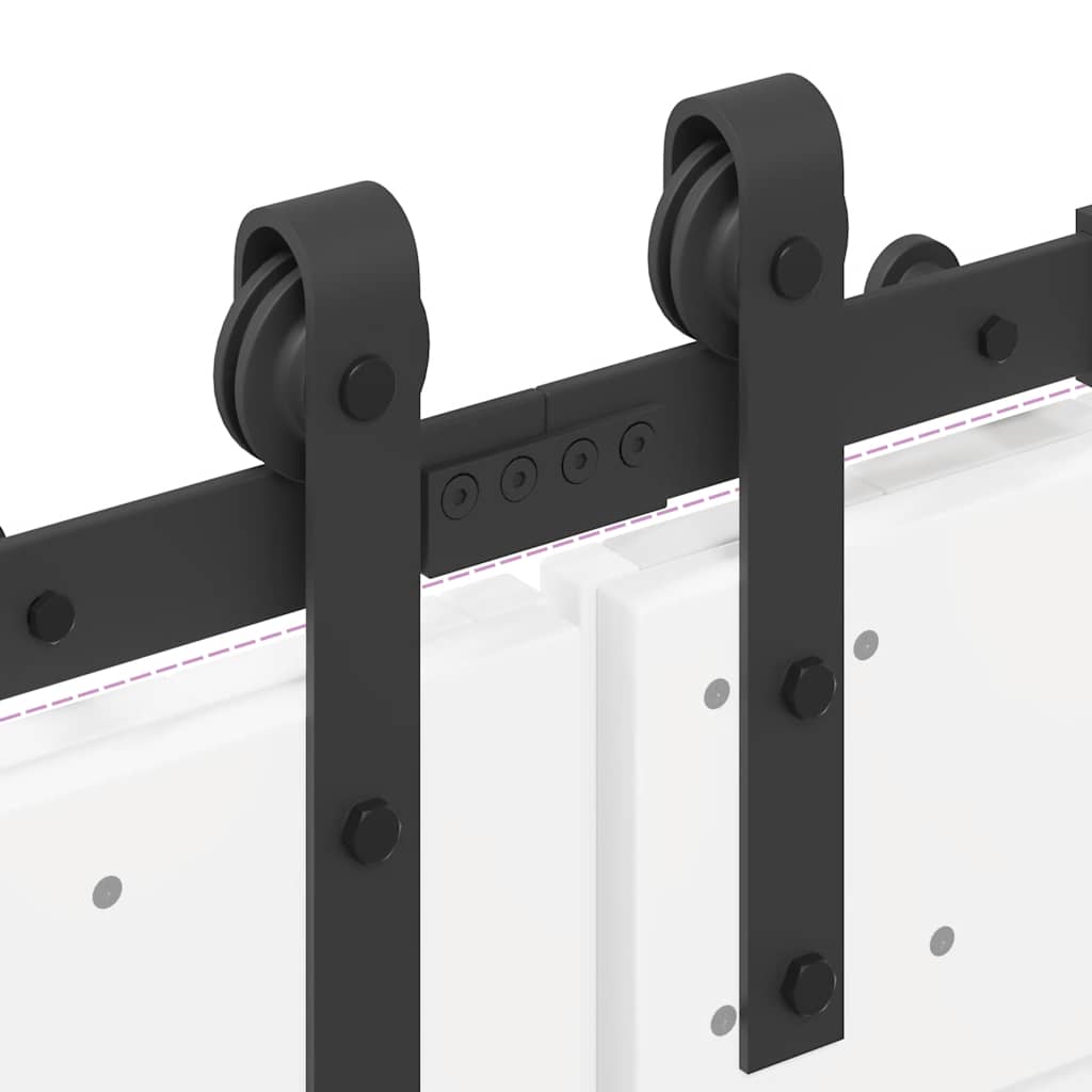 Kit di Binari per Porte Scorrevoli 400 cm Acciaio Nero