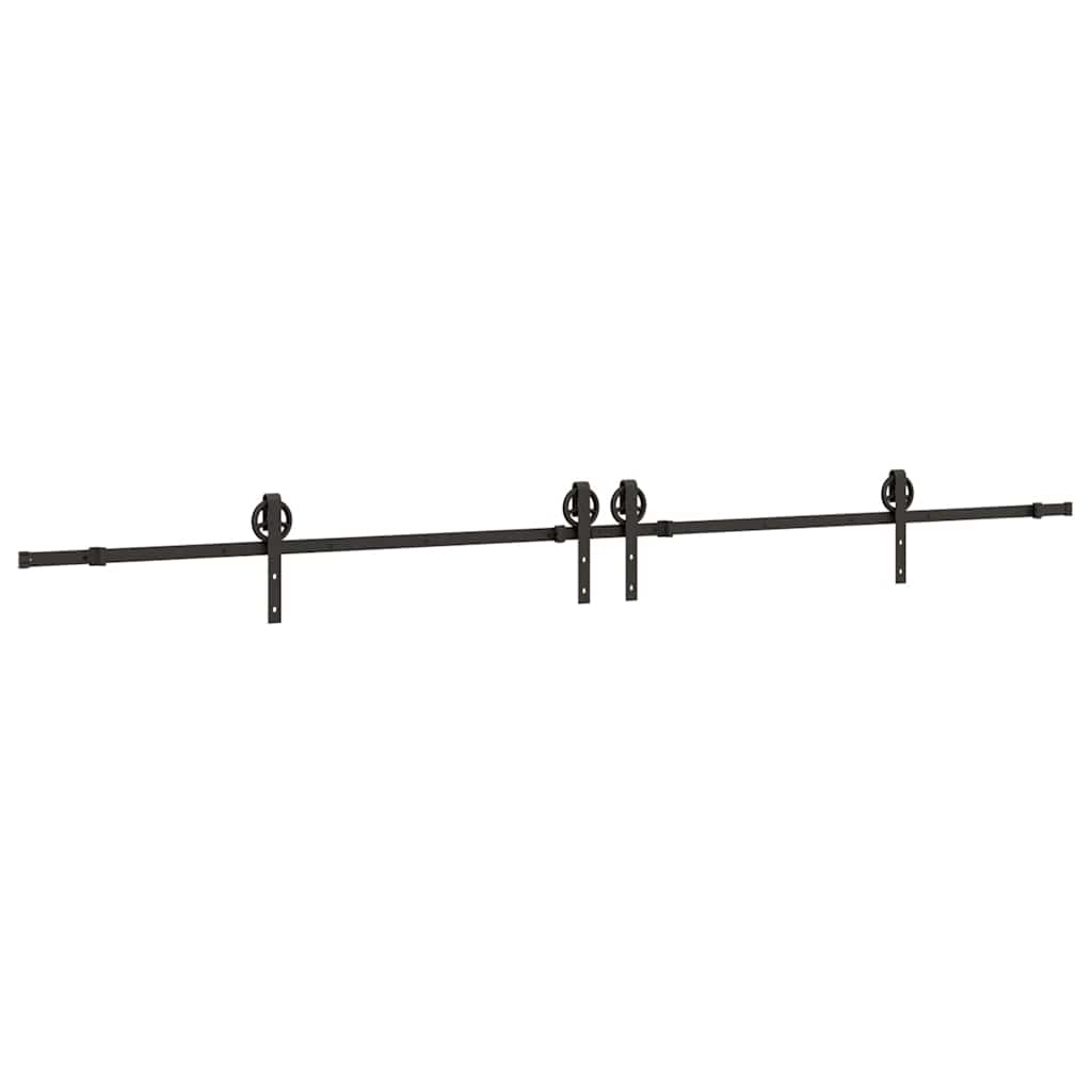 Kit di Binari per Porte Scorrevoli 366 cm Acciaio Nero