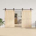 Kit di Binari per Porte Scorrevoli 366 cm Acciaio Nero