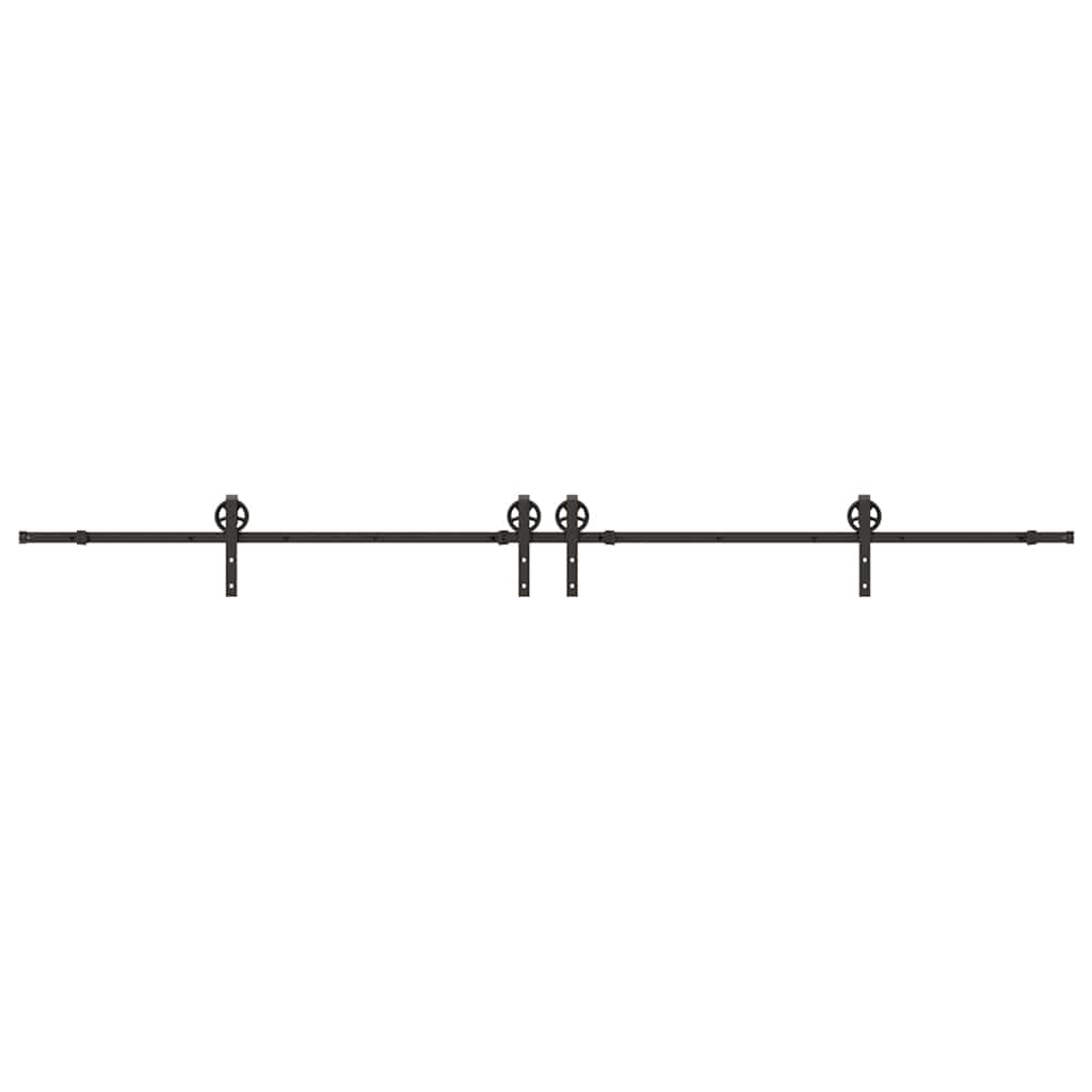 Kit di Binari per Porte Scorrevoli 366 cm Acciaio Nero