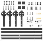 Kit di Binari per Porte Scorrevoli 366 cm Acciaio Nero