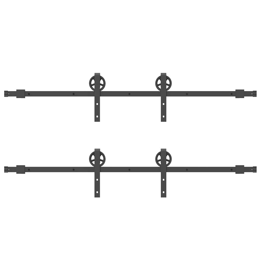 Kit di Binari per Porte Scorrevoli 366 cm Acciaio Nero