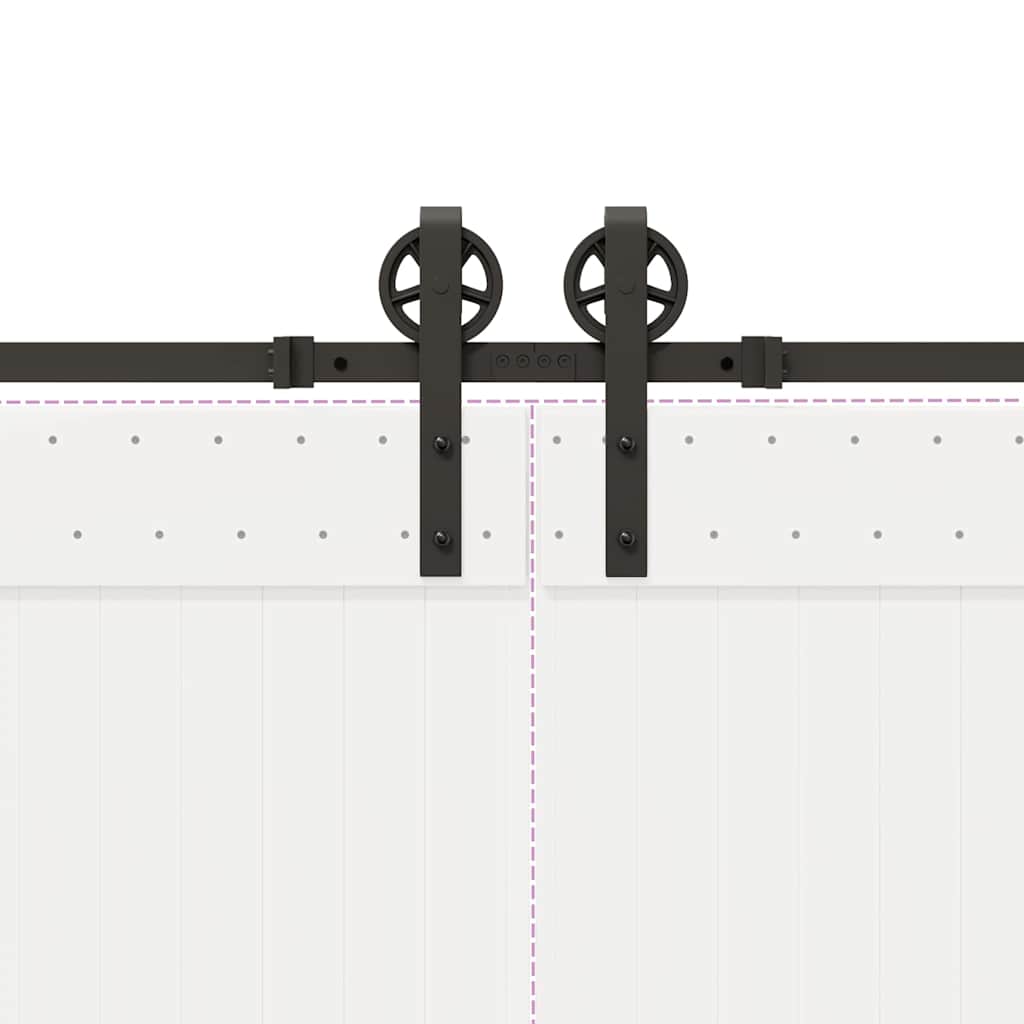 Kit di Binari per Porte Scorrevoli 366 cm Acciaio Nero