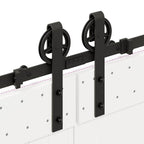 Kit di Binari per Porte Scorrevoli 366 cm Acciaio Nero