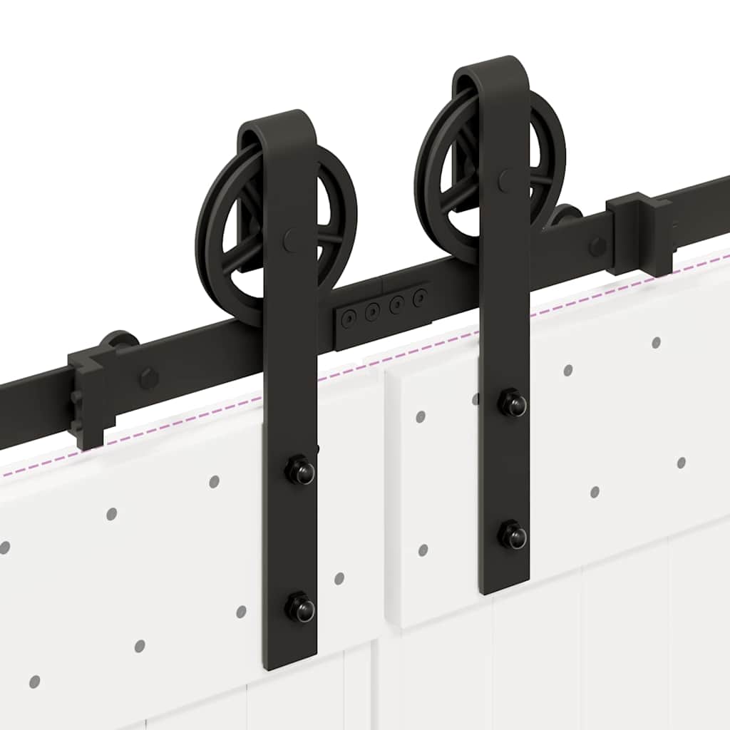 Kit di Binari per Porte Scorrevoli 366 cm Acciaio Nero