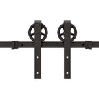 Kit di Binari per Porte Scorrevoli 366 cm Acciaio Nero