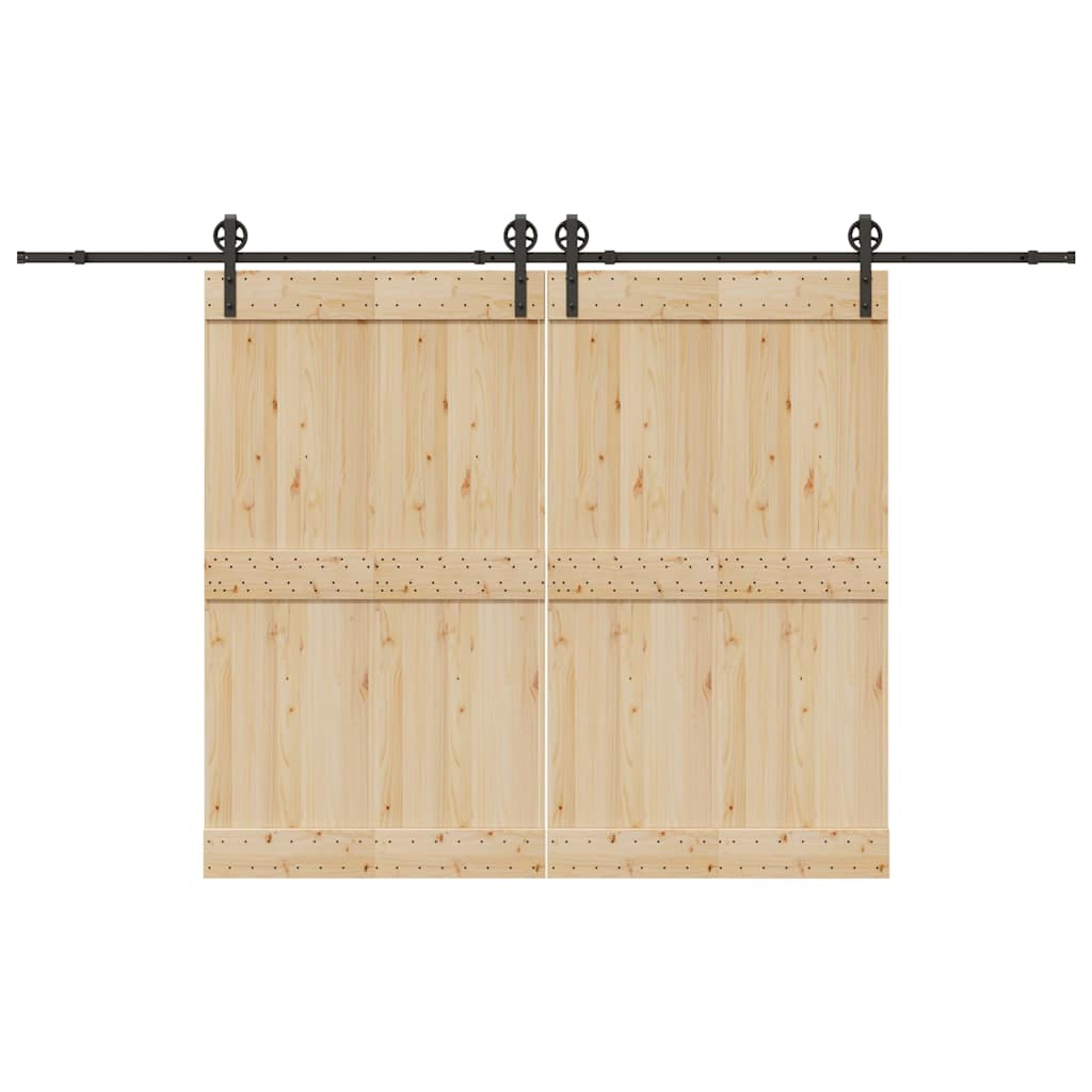 Kit di Binari per Porte Scorrevoli 366 cm Acciaio Nero