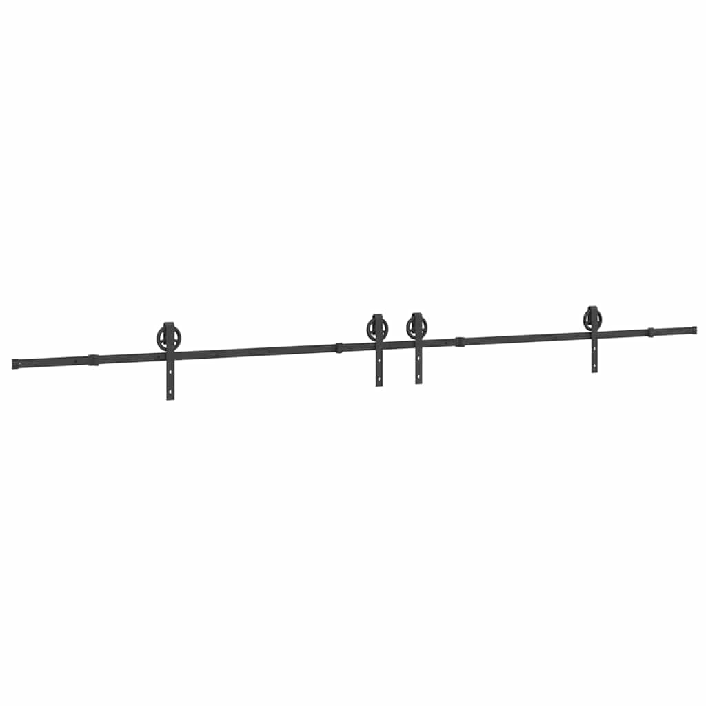 Kit di Binari per Porte Scorrevoli 400 cm Acciaio Nero