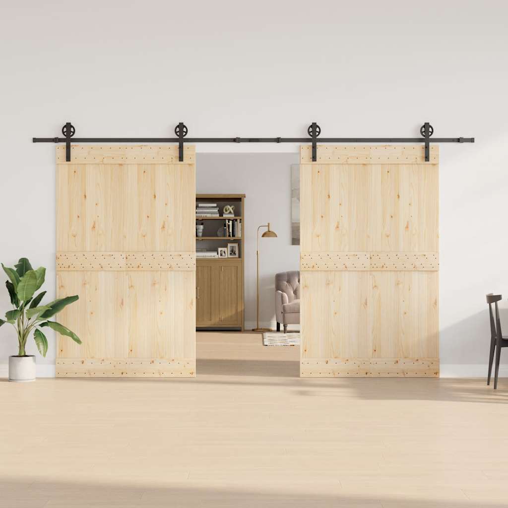 Kit di Binari per Porte Scorrevoli 400 cm Acciaio Nero