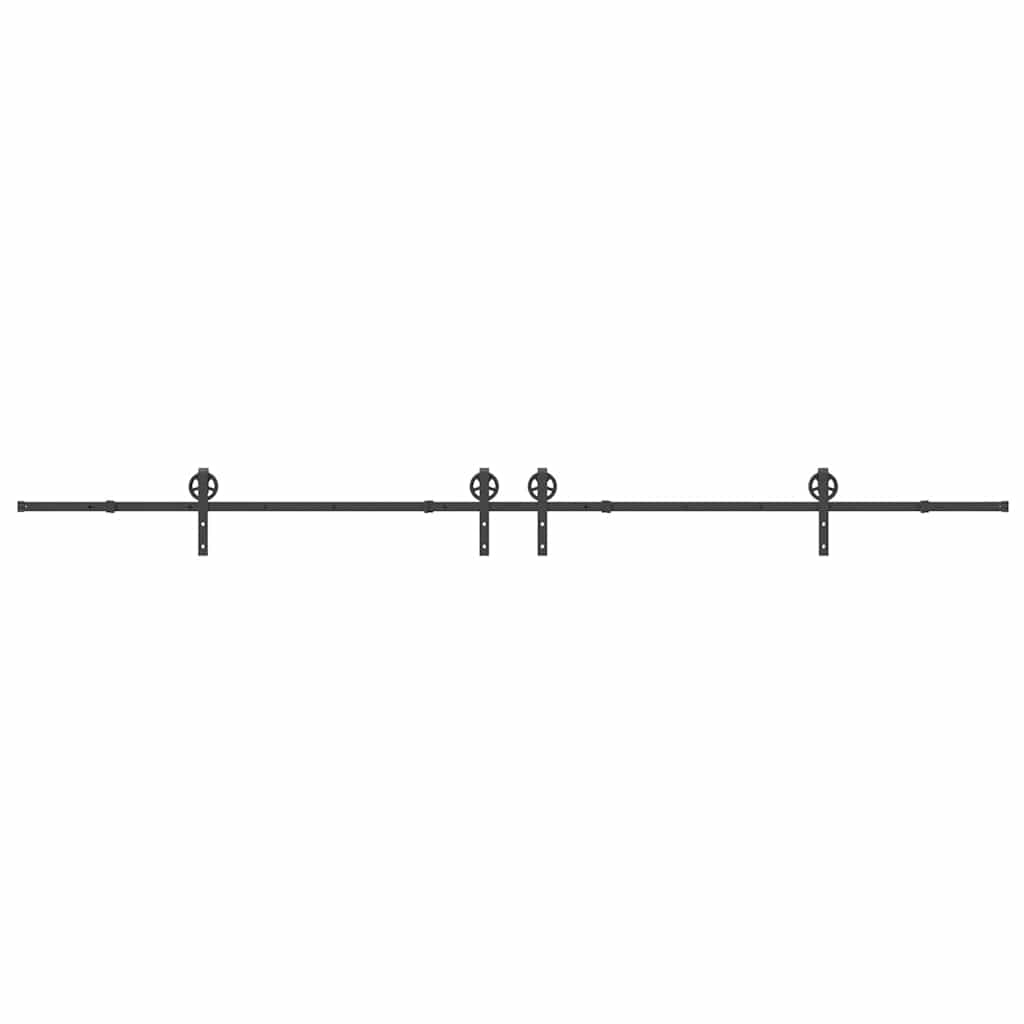 Kit di Binari per Porte Scorrevoli 400 cm Acciaio Nero