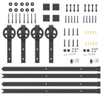 Kit di Binari per Porte Scorrevoli 400 cm Acciaio Nero