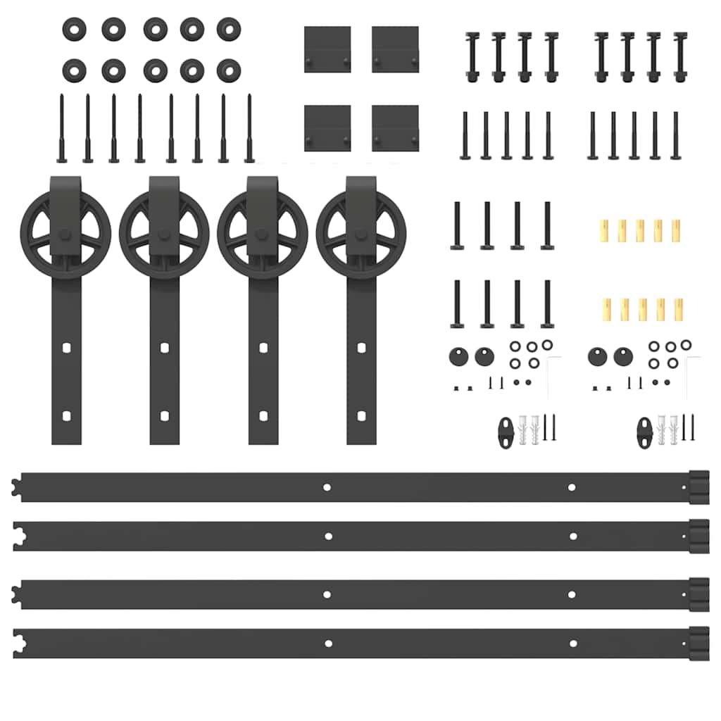 Kit di Binari per Porte Scorrevoli 400 cm Acciaio Nero