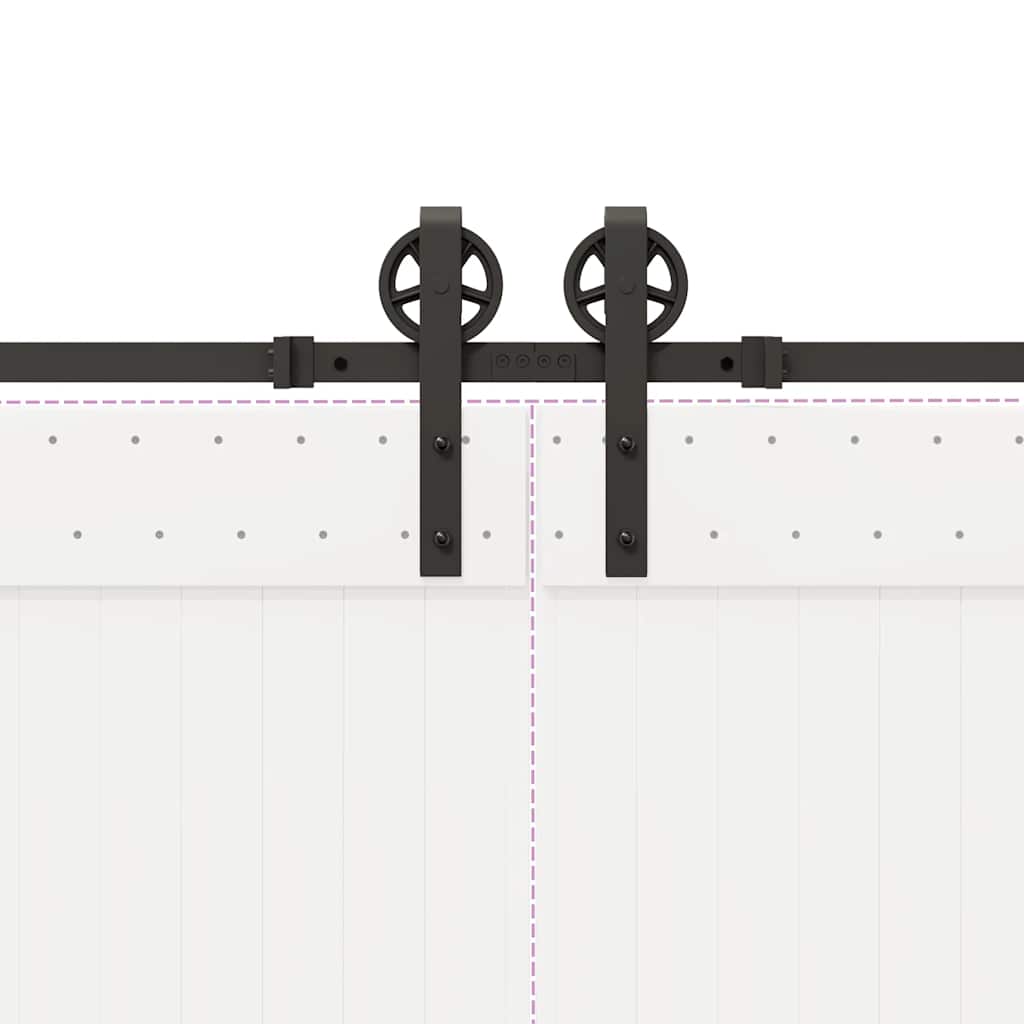Kit di Binari per Porte Scorrevoli 400 cm Acciaio Nero