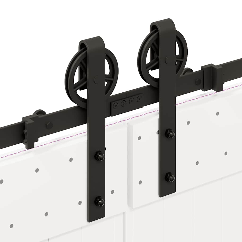 Kit di Binari per Porte Scorrevoli 400 cm Acciaio Nero