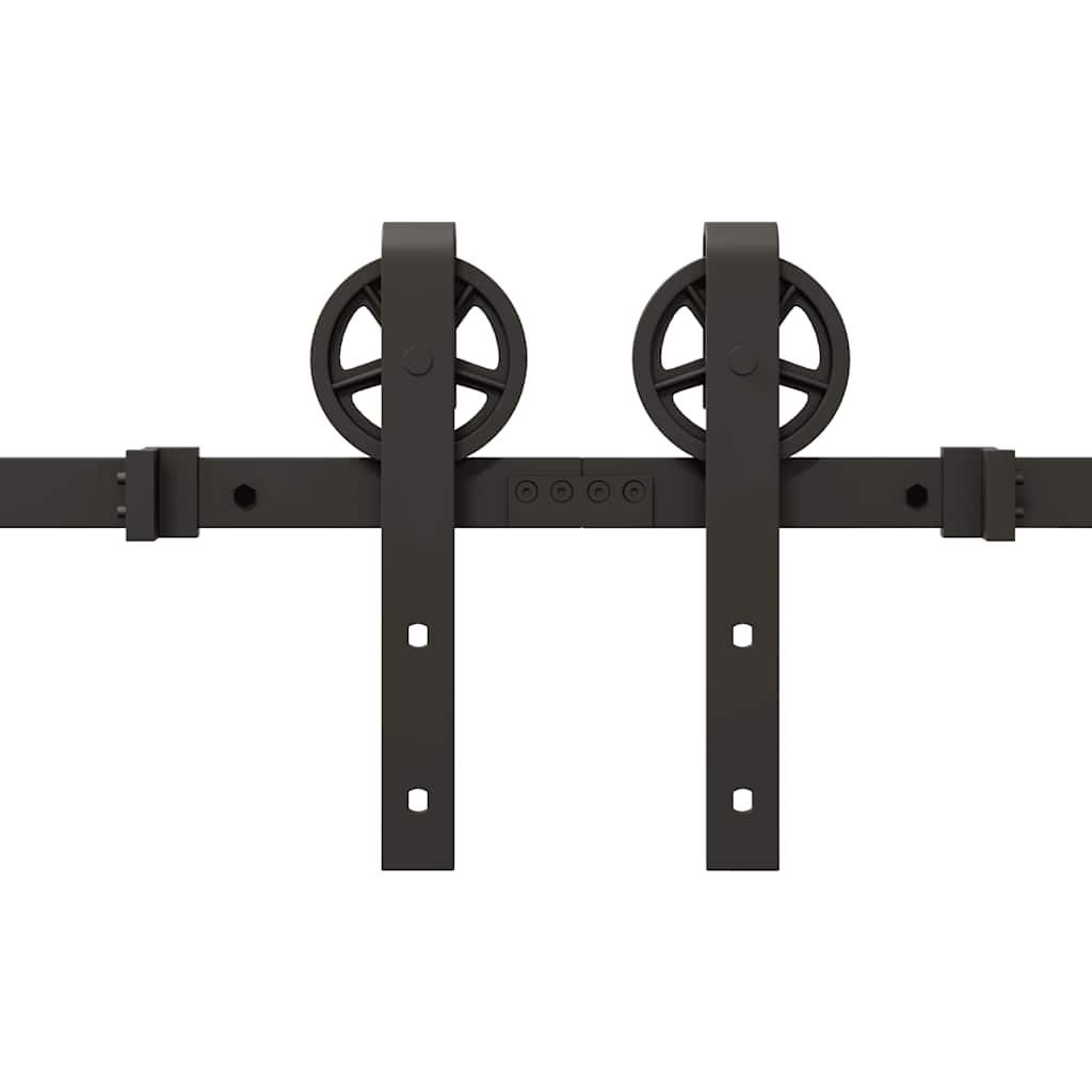 Kit di Binari per Porte Scorrevoli 400 cm Acciaio Nero