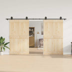 Kit di Binari per Porte Scorrevoli 366 cm Acciaio Nero