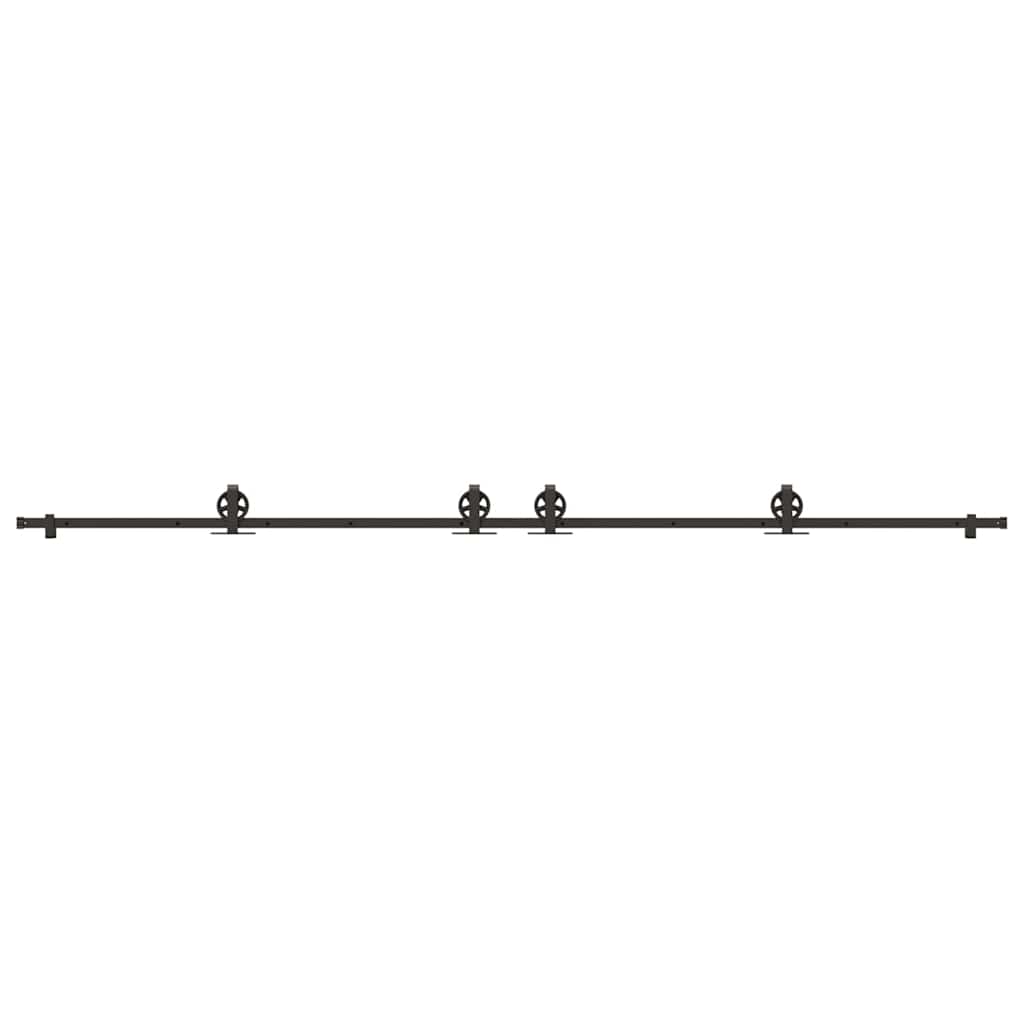 Kit di Binari per Porte Scorrevoli 366 cm Acciaio Nero