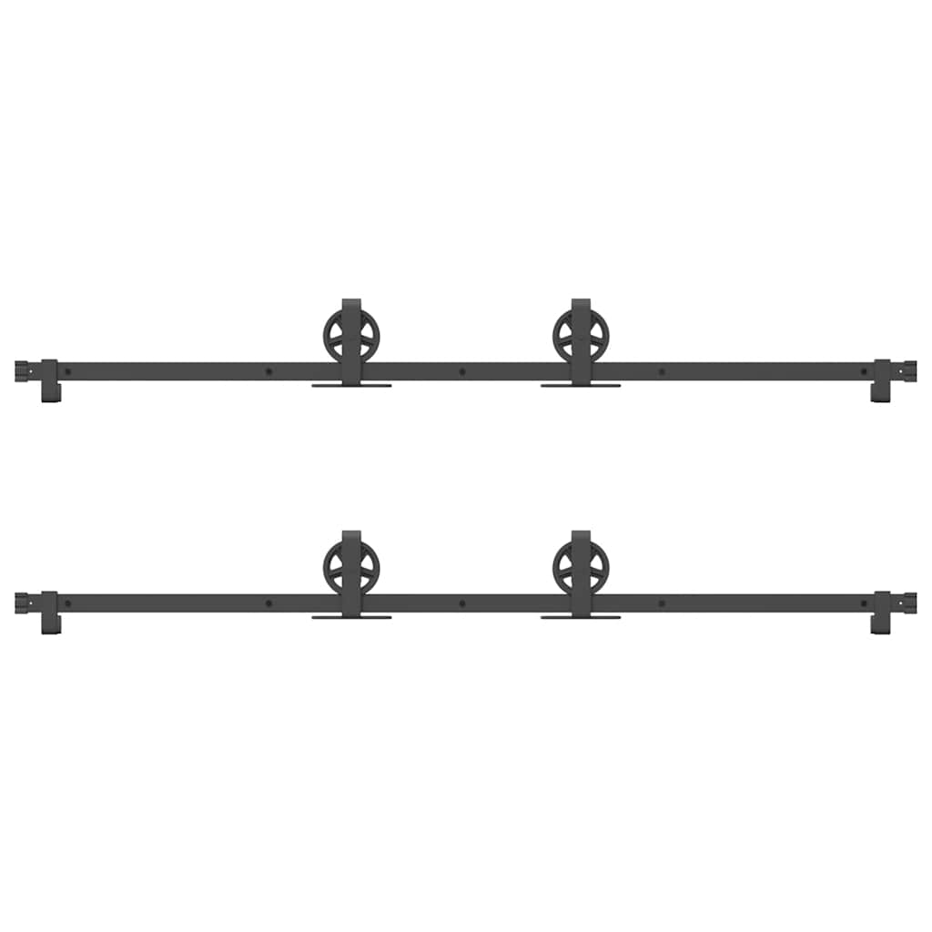 Kit di Binari per Porte Scorrevoli 366 cm Acciaio Nero