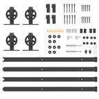 Kit di Binari per Porte Scorrevoli 366 cm Acciaio Nero