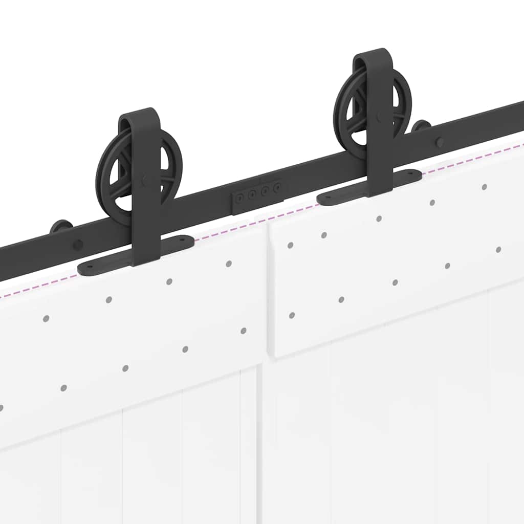 Kit di Binari per Porte Scorrevoli 366 cm Acciaio Nero