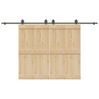 Kit di Binari per Porte Scorrevoli 366 cm Acciaio Nero