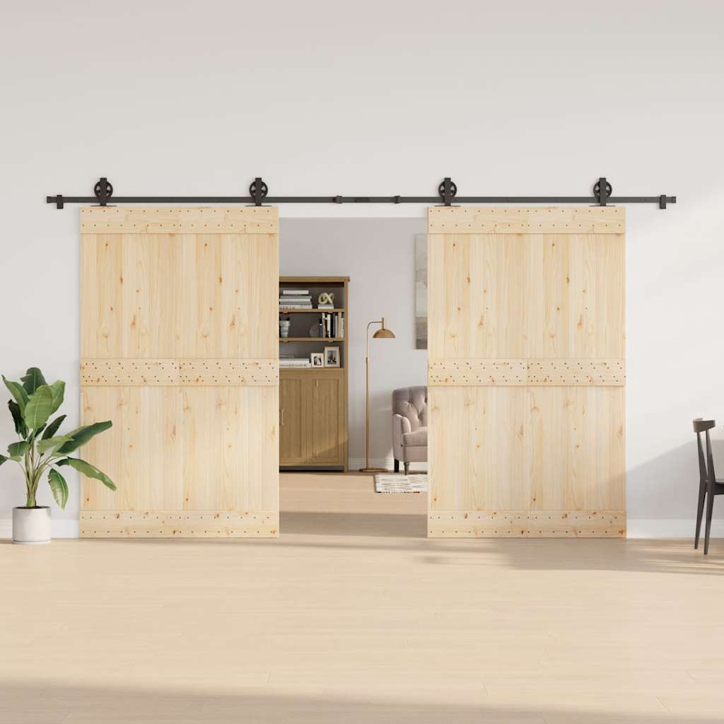 Kit di Binari per Porte Scorrevoli 400 cm Acciaio Nero