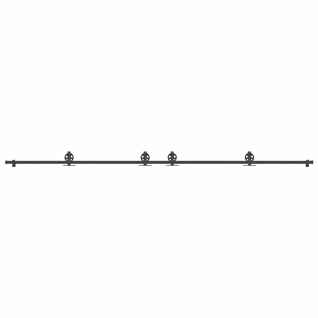 Kit di Binari per Porte Scorrevoli 400 cm Acciaio Nero