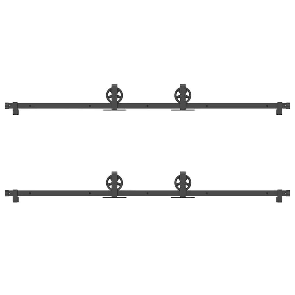 Kit di Binari per Porte Scorrevoli 400 cm Acciaio Nero