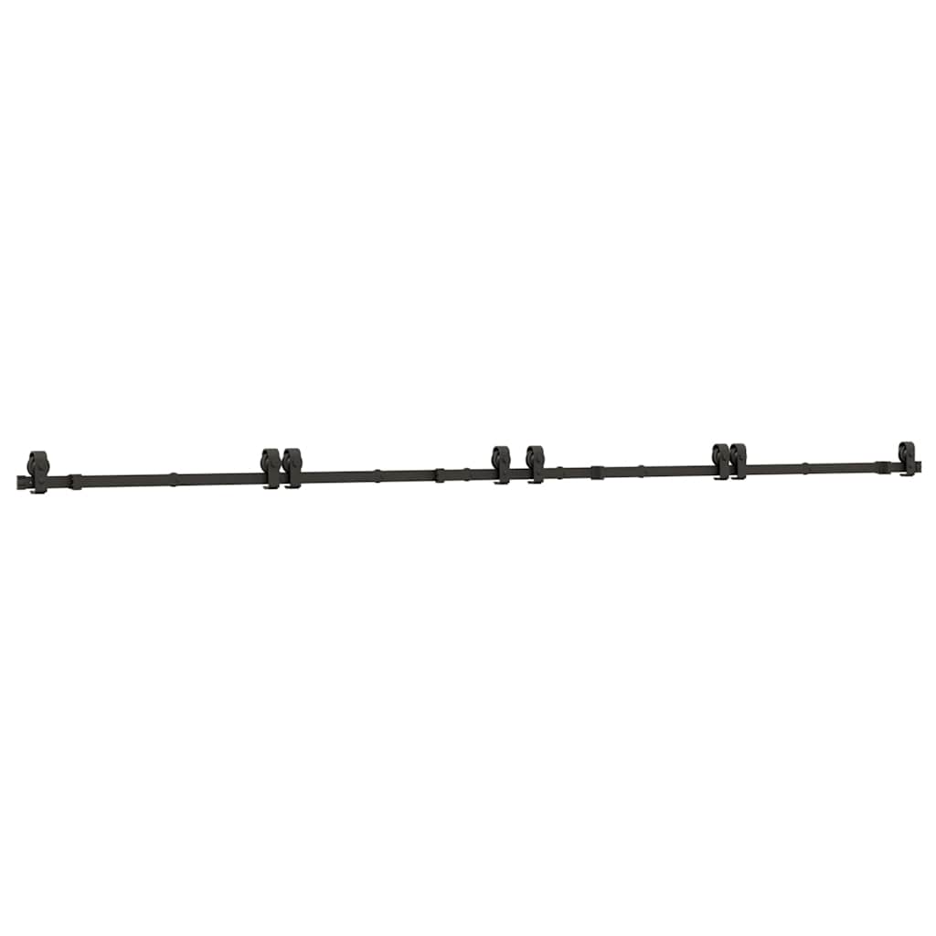 Kit di Binari per Porte Scorrevoli 366 cm Acciaio Nero