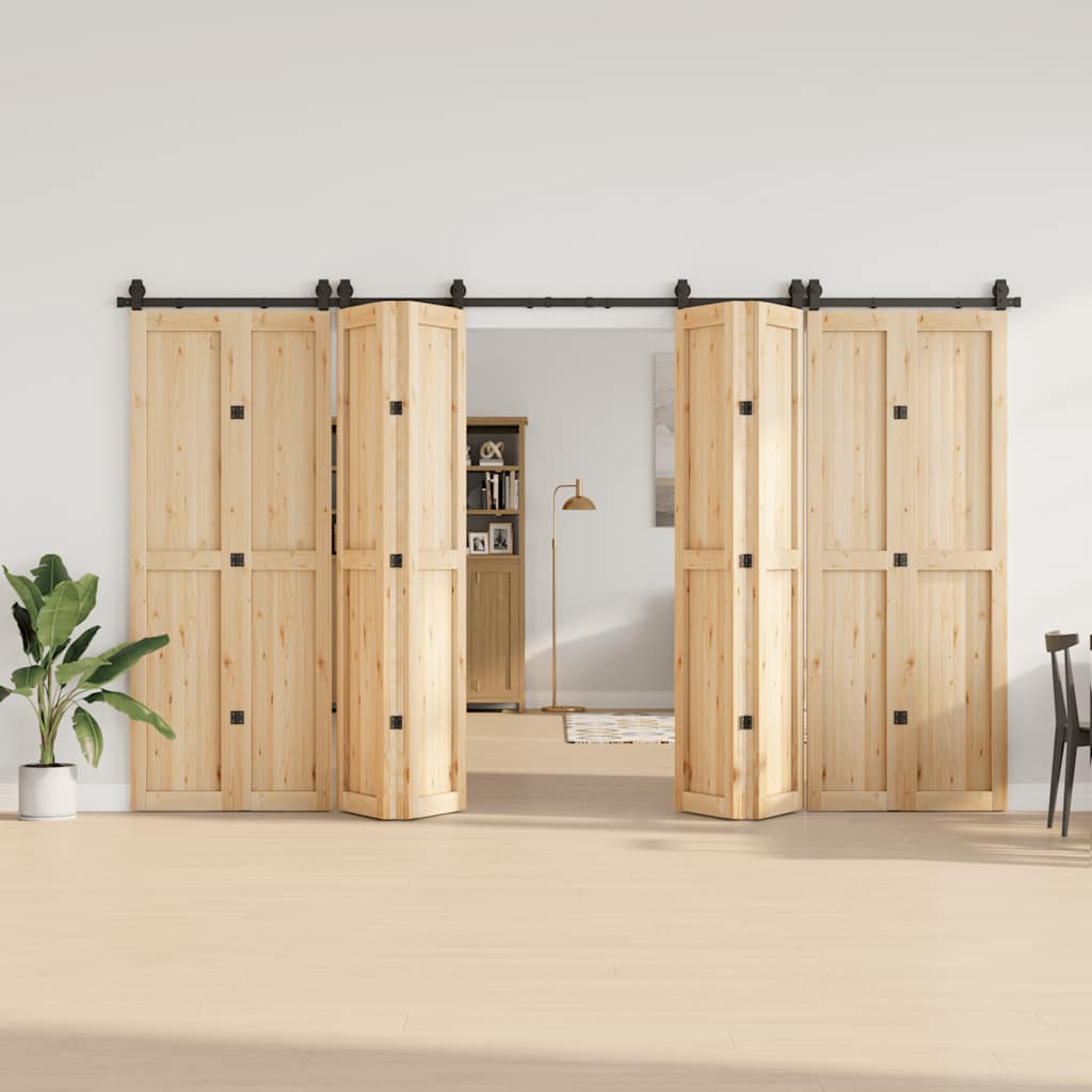 Kit di Binari per Porte Scorrevoli 366 cm Acciaio Nero