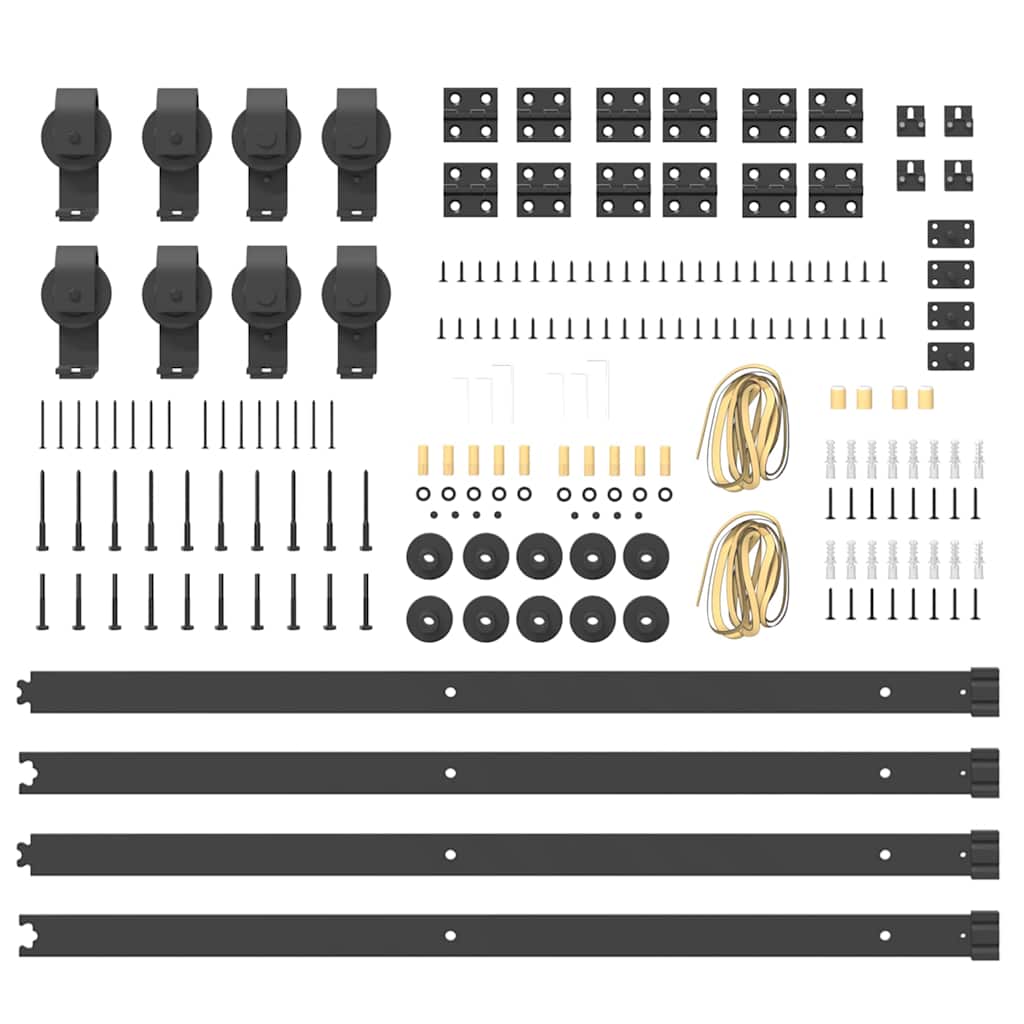 Kit di Binari per Porte Scorrevoli 366 cm Acciaio Nero