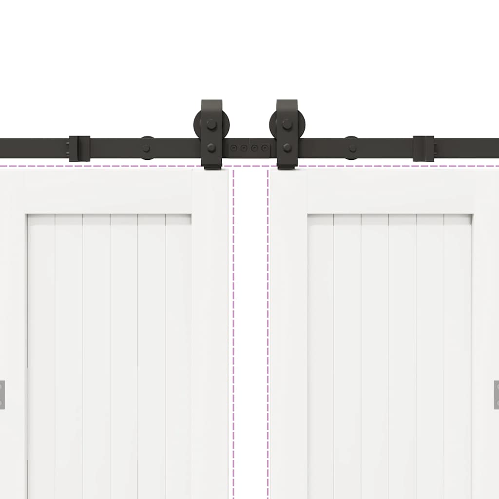 Kit di Binari per Porte Scorrevoli 366 cm Acciaio Nero
