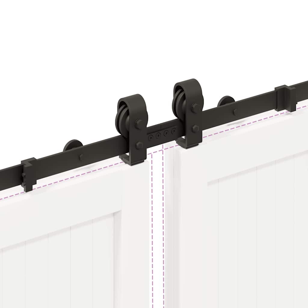 Kit di Binari per Porte Scorrevoli 366 cm Acciaio Nero