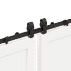 Kit di Binari per Porte Scorrevoli 366 cm Acciaio Nero