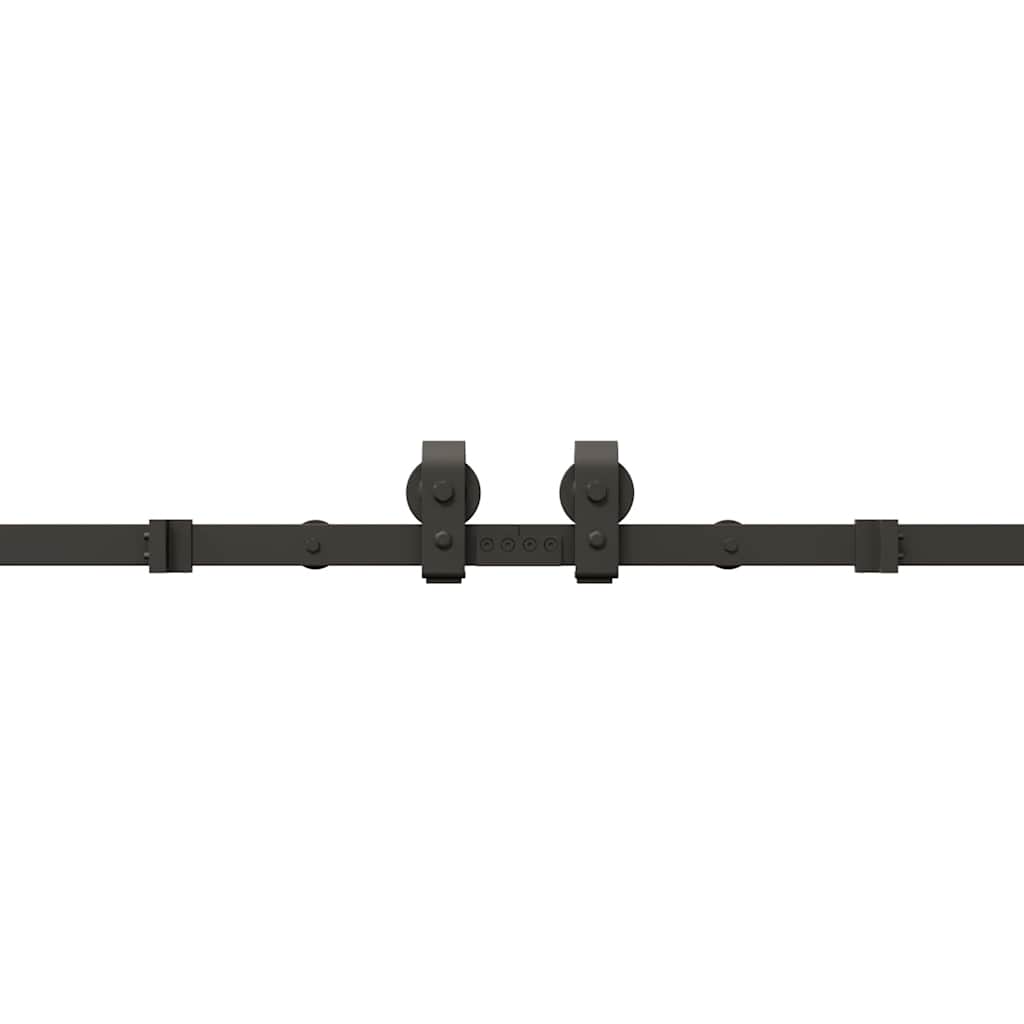 Kit di Binari per Porte Scorrevoli 366 cm Acciaio Nero
