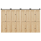 Kit di Binari per Porte Scorrevoli 366 cm Acciaio Nero