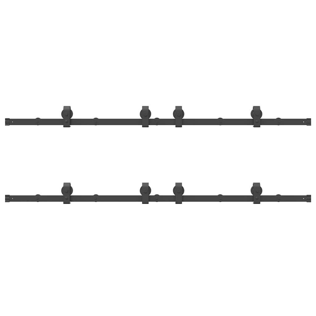 Kit di Binari per Porte Scorrevoli 400 cm Acciaio Nero