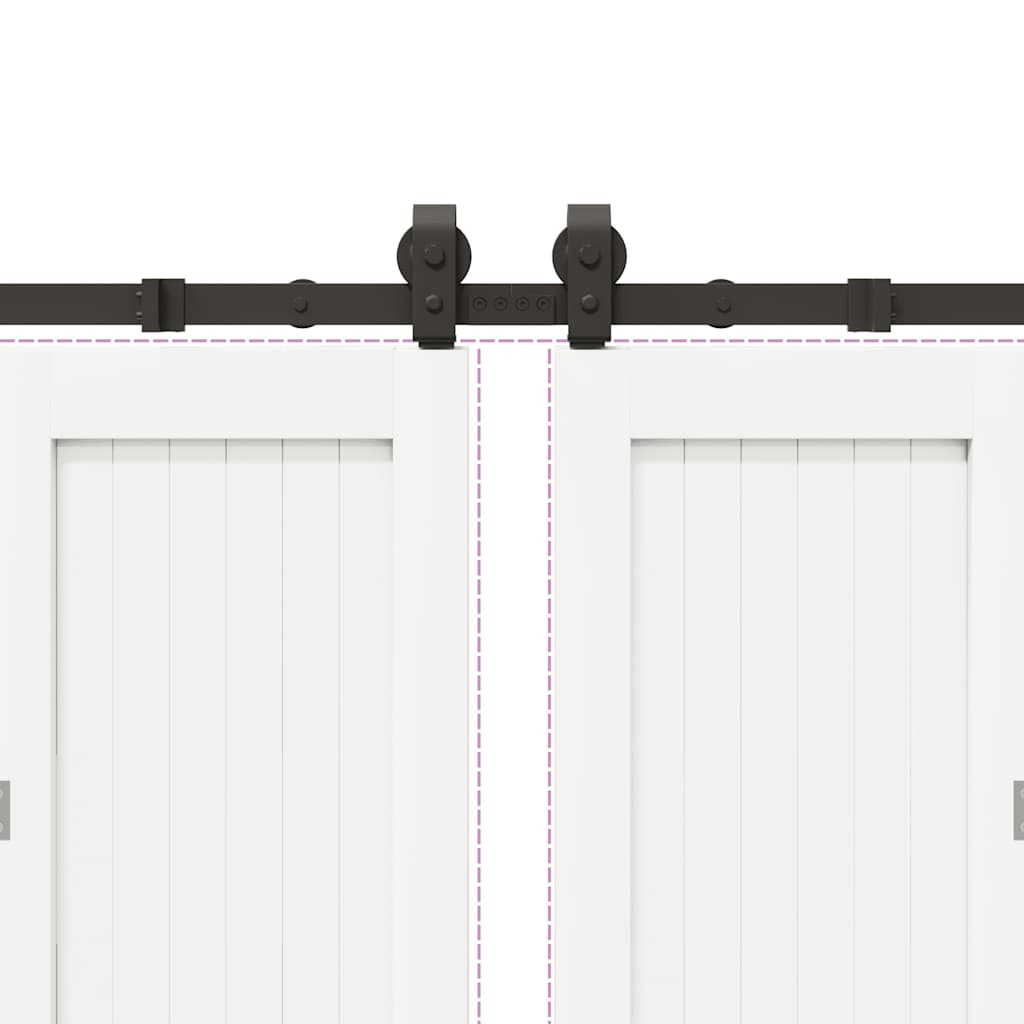 Kit di Binari per Porte Scorrevoli 400 cm Acciaio Nero