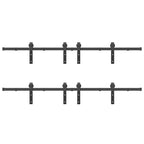Kit di Binari per Porte Scorrevoli 366 cm Acciaio Nero