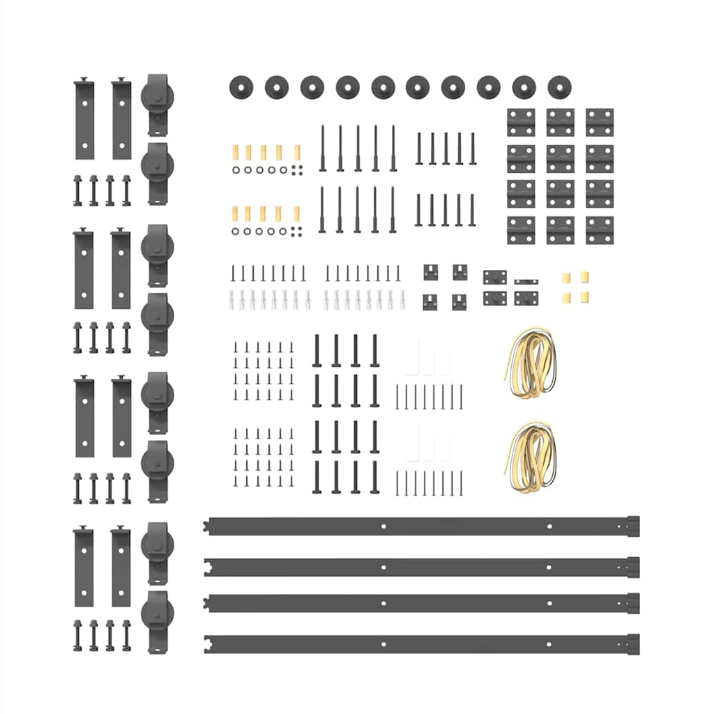 Kit di Binari per Porte Scorrevoli 366 cm Acciaio Nero