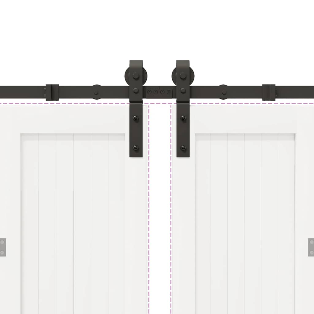 Kit di Binari per Porte Scorrevoli 366 cm Acciaio Nero